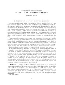 UNIFORMLY PERFECT SETS ANALYTIC AND GEOMETRIC