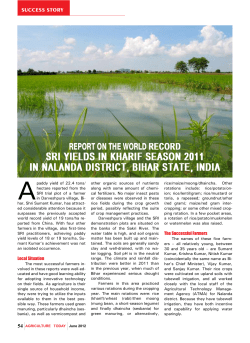 sri yields in kharif season 2011 in nalanda district, bihar state, india