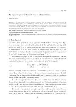 An algebraic proof of Brauer`s class number relations Bart de Smit 1