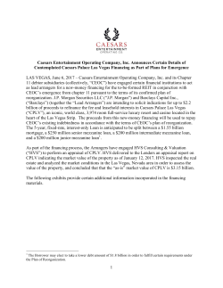 1 Caesars Entertainment Operating Company, Inc. Announces