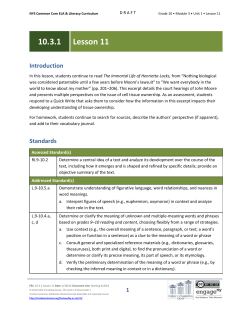 Grade 10 ELA Module 3, Unit 1, Lesson 11