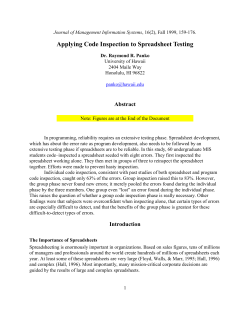 Applying Code Inspection to Spreadsheet Testing