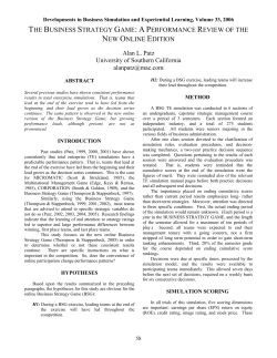 The Business Strategy Game: A Performance Review of