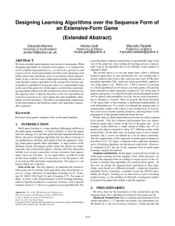 Designing Learning Algorithms over the Sequence Form of an