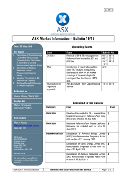 ASX Market Information &ndash; Bulletin 19/13