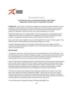 Media Release &ndash; Rhapsody Strategies Launch
