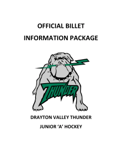 OFFICIAL BILLET INFORMATION PACKAGE DRAYTON VALLEY