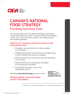 Canada`s national Food strategy - Ontario Federation of Agriculture