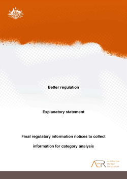AER Explanatory Statement &ndash; Category Analysis RIN