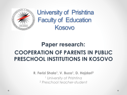 University of Prishtina Faculty of Education Kosova
