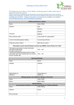Getting to Know Me Form - Killisick Junior School