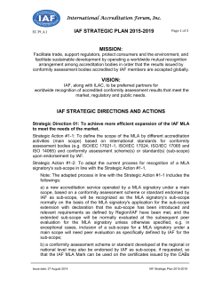 IAF Strategic Plan 2015 - 2019 - International Accreditation Forum