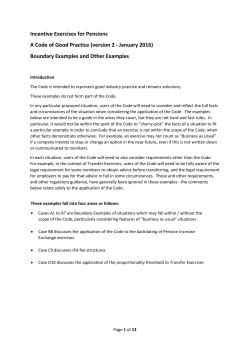 Incentive Exercises for Pensions A Code of Good Practice (version 2