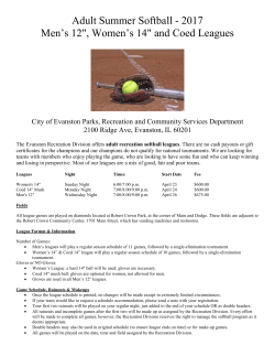 Adult Summer Softball - 2017 Men`s 12", Women`s