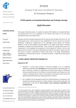 Equality issues VET has an essential role to combat social exclusion