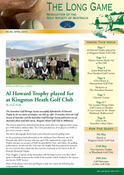 Al Howard Trophy played for at Kingston Heath Golf Club