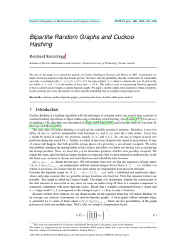 Bipartite Random Graphs and Cuckoo Hashing