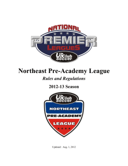 Northeast 2012 - 2013 Pre-Academy League Rules