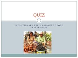 EVOLUTIONARY EXPLANATIONS FOR FOOD PREFERENCES File