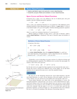 Section 12.1 Vector-Valued Functions Space Curves and Vector