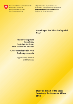 Cross-Cumulation in Free trade agreements study on behalf