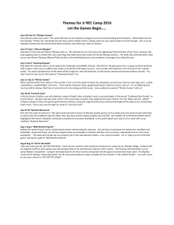 Themes for Jr REC Camp 2016 Let the Games Begin…..