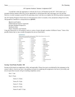 AP Capstone Seminar: Summer Assignment
