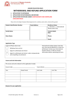 Higher Education Withdrawal and Refund Application form