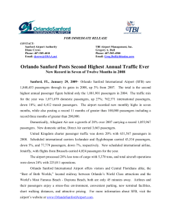 Orlando Sanford Posts Second Highest Annual Traffic Ever
