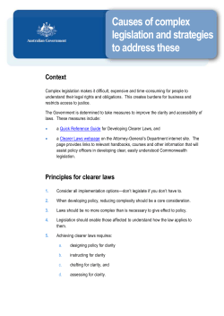 Causes of complex legislation and strategies to address these