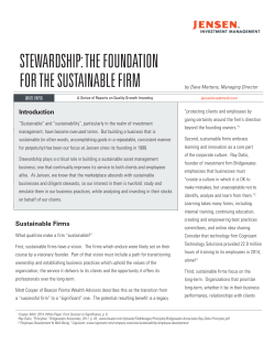 Stewardship: The Foundation for the Sustainable Firm