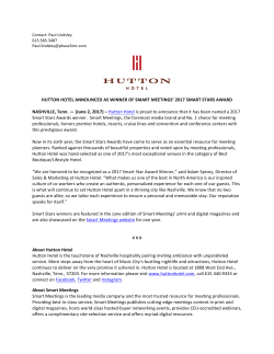 HUTTON HOTEL ANNOUNCED AS WINNER OF SMART