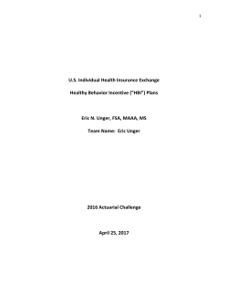 Healthy Behavior Incentive - Actuarial Challenge