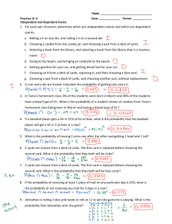 1. For each pair of events, determine which are independent events