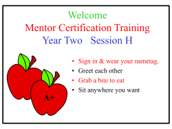 Mentor Certification Training Year Two Session H