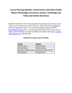 Course Planning Specifics: Social Science and Policy Studies