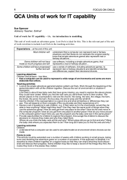 QCA Units of Work using Lost Owls