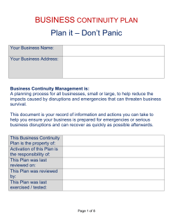 Plan it Dont Panic Business Continuity Plan Template