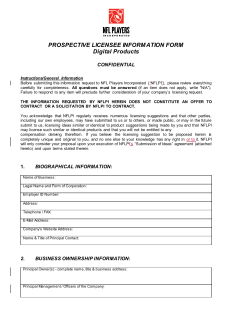 PROSPECTIVE LICENSEE INFORMATION FORM Digital Products