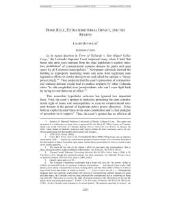 home rule, extraterritorial impact, and the region