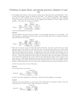 Problems on game theory and pricing practices (chapters 14 and 15)