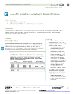 Lesson 15: Using Expected Values to Compare