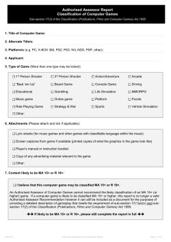 Authorised Assessor Report Classification of Computer Games