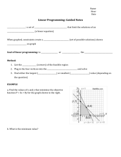Linear Programming: Guided Notes