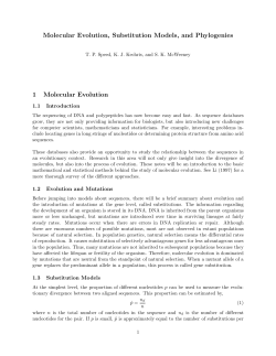 Molecular Evolution, Substitution Models, and Phylogenies 1