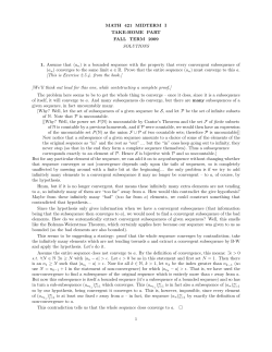 MATH 421 MIDTERM I TAKE-HOME PART FALL TERM 2009