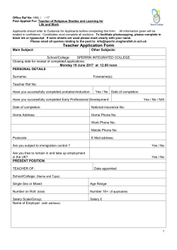 Teacher Application Form - Sperrin Integrated College