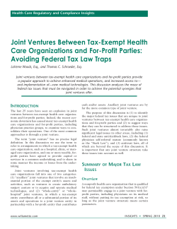 Joint Ventures Between Tax-Exempt Health Care Organizations and