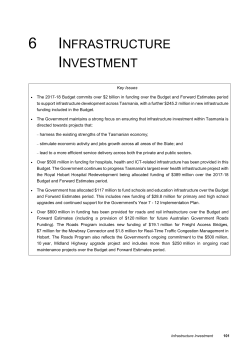 6. Infrastructure Investment - Department of Treasury and Finance