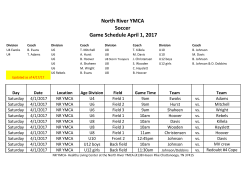 North River YMCA Soccer Game Schedule April 1, 2017